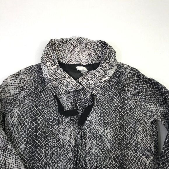 Chicos Womens Crinkle Jacket Snakeskin Print Long Sleeve Snap Button 0 S Small - Picture 3 of 12